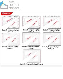 Butterfly Penggaris Segitiga BT No.15 Sepasang ruller segi3 siku dan segi3 sama kaki 