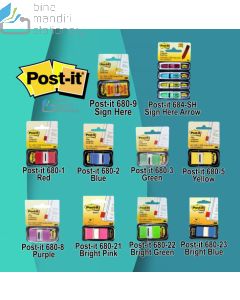 3M Post-it Lengkap murah barang Perlengkapan Kantor 3M Post-it 680 Flags Sign Here Arrow & color Flags 12x43mm di toko alat tulis grosir Bina Mandiri stationery