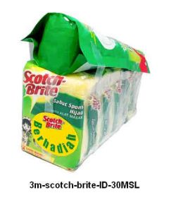 Katalog alat-alat kantor 3M Scotch Brite,  3M Scotch Brite Sabut Spons Hijau 3X4 Inch 6 Pad harga normal 50500 di Supplier Alat Tulis Bina Mandiri Stationery