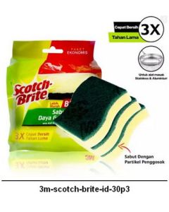 Katalog alat-alat kantor 3M Scotch Brite,  3M Scotch Brite Sabut Spons Hijau 3X4 Inch 3 Pad harga normal 20000 di Supplier Alat Tulis Bina Mandiri Stationery